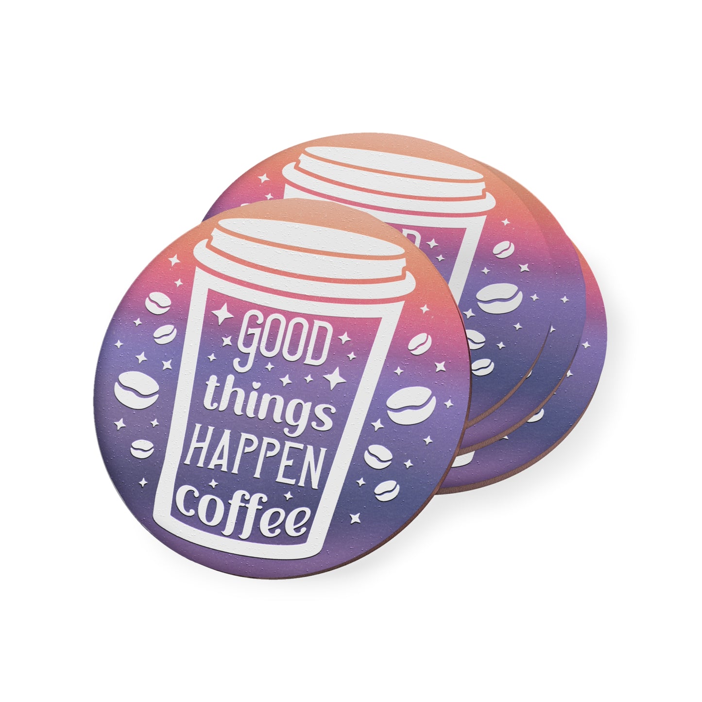 " Good Things Happen Coffee " Round Coasters