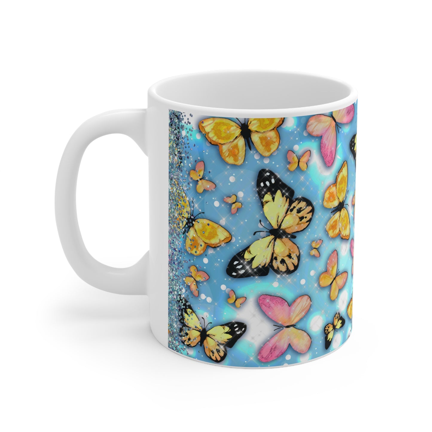 Yellow Butterflies w/ Cloudy Sky Background Ceramic Mug 11oz
