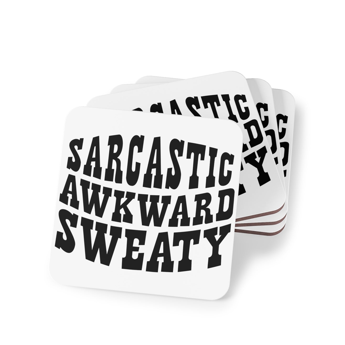 "Sarcastic,Awkward,Sweaty" Square Coasters