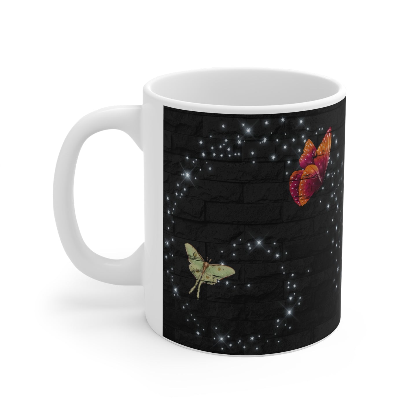 Butterfly Sparkle w/ Black Background Ceramic Mug 11oz