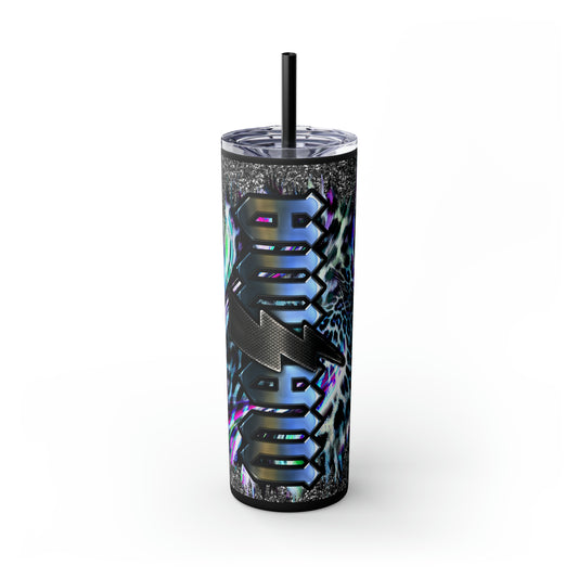 MAMA Lightning Bolt w/Colorful Leapord Print Tumbler with Straw, 20oz