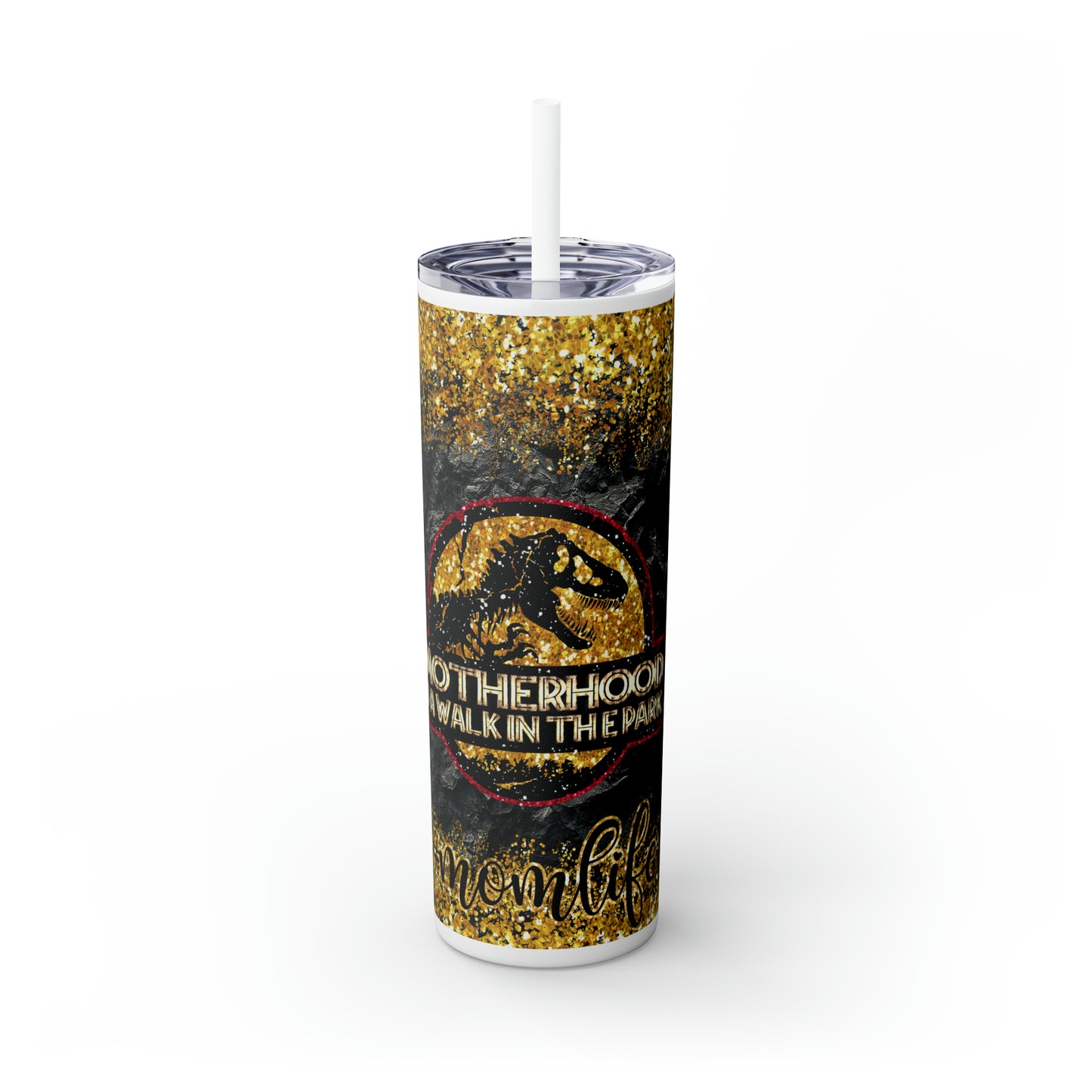 "Motherhood Is A Walk In The Park #Momlife"  Tumbler with Straw, 20oz