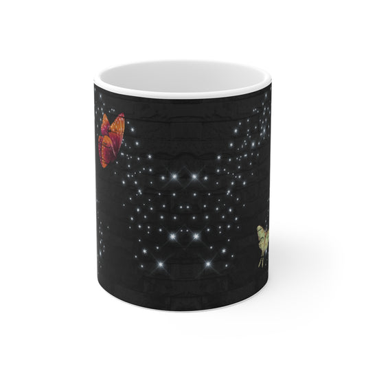 Butterfly Sparkle w/ Black Background Ceramic Mug 11oz