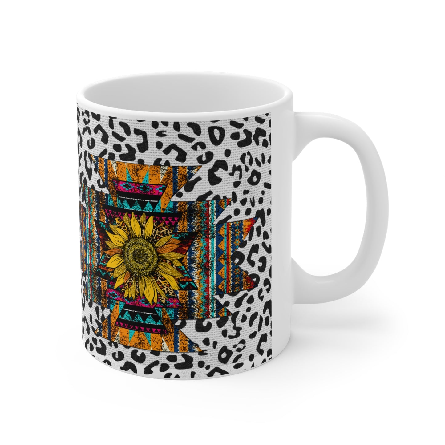 Sunflower Western Design w/ Animal Print Ceramic Mug 11oz