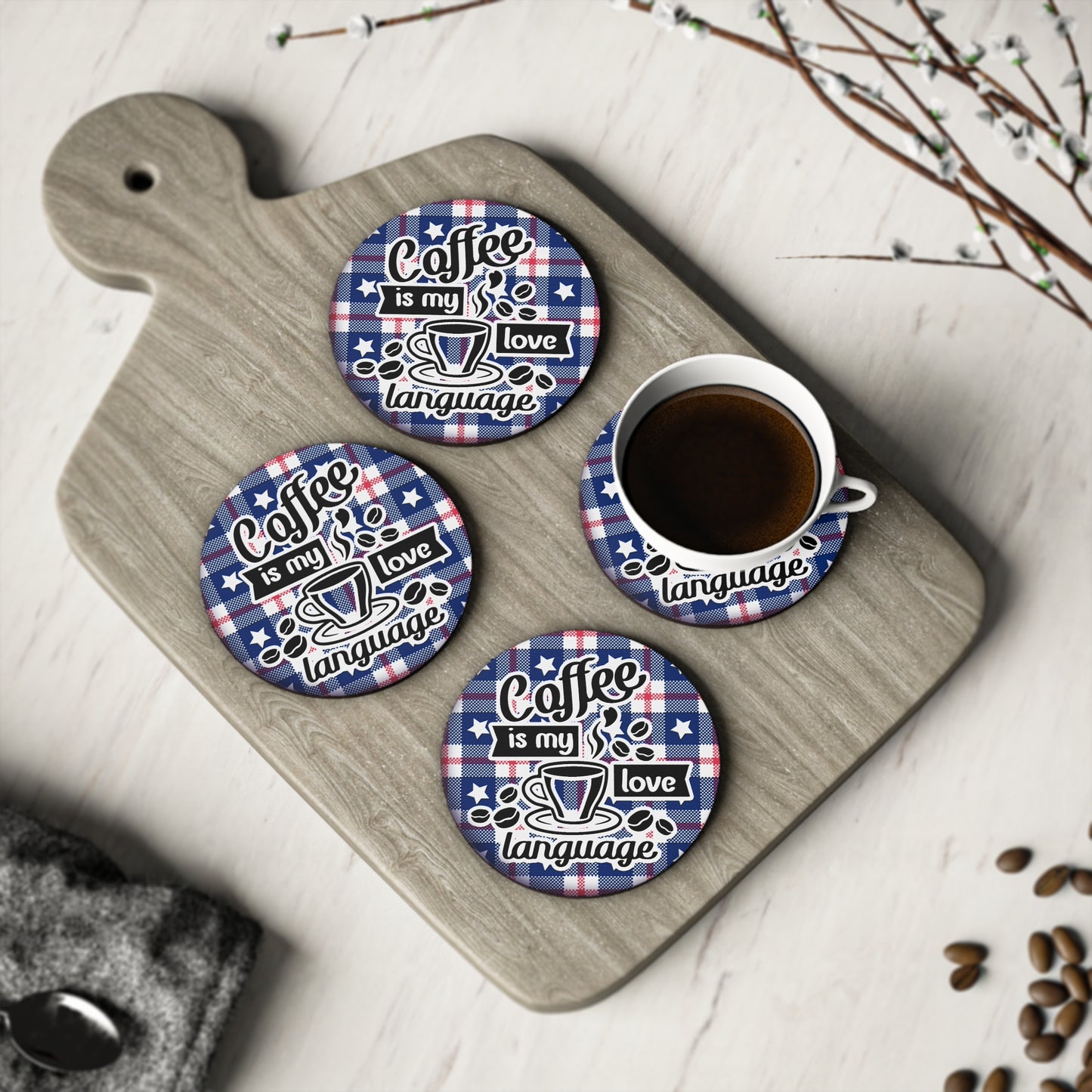 " Coffee Is My Love Language " Round Coasters