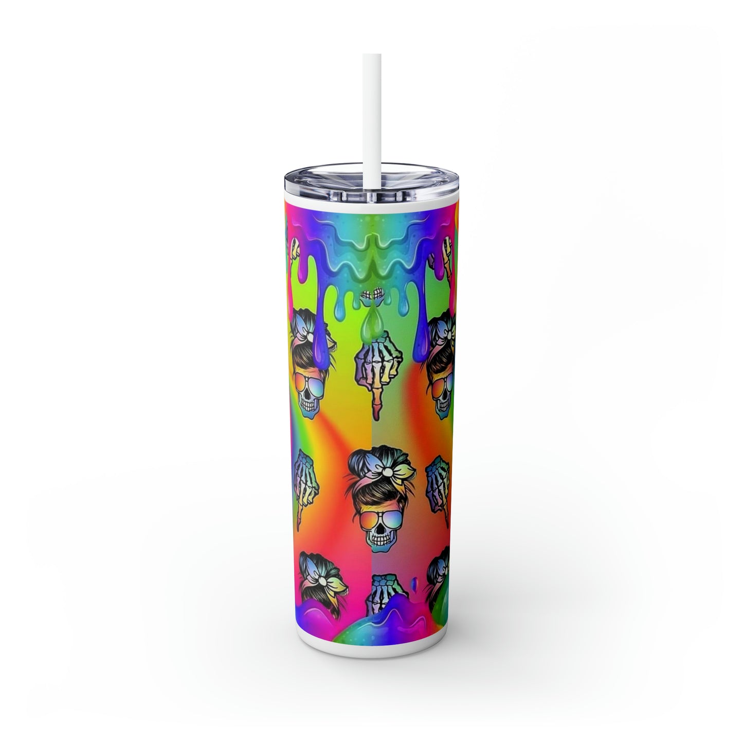 "Staight Outta F#cks" Skinny Tumbler with Straw, 20oz