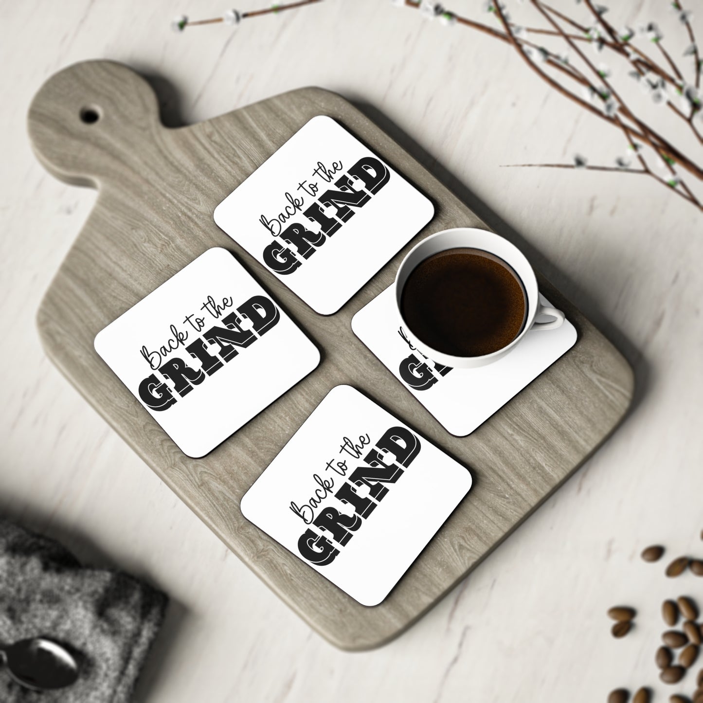 "Back To The Grind" Square Coasters