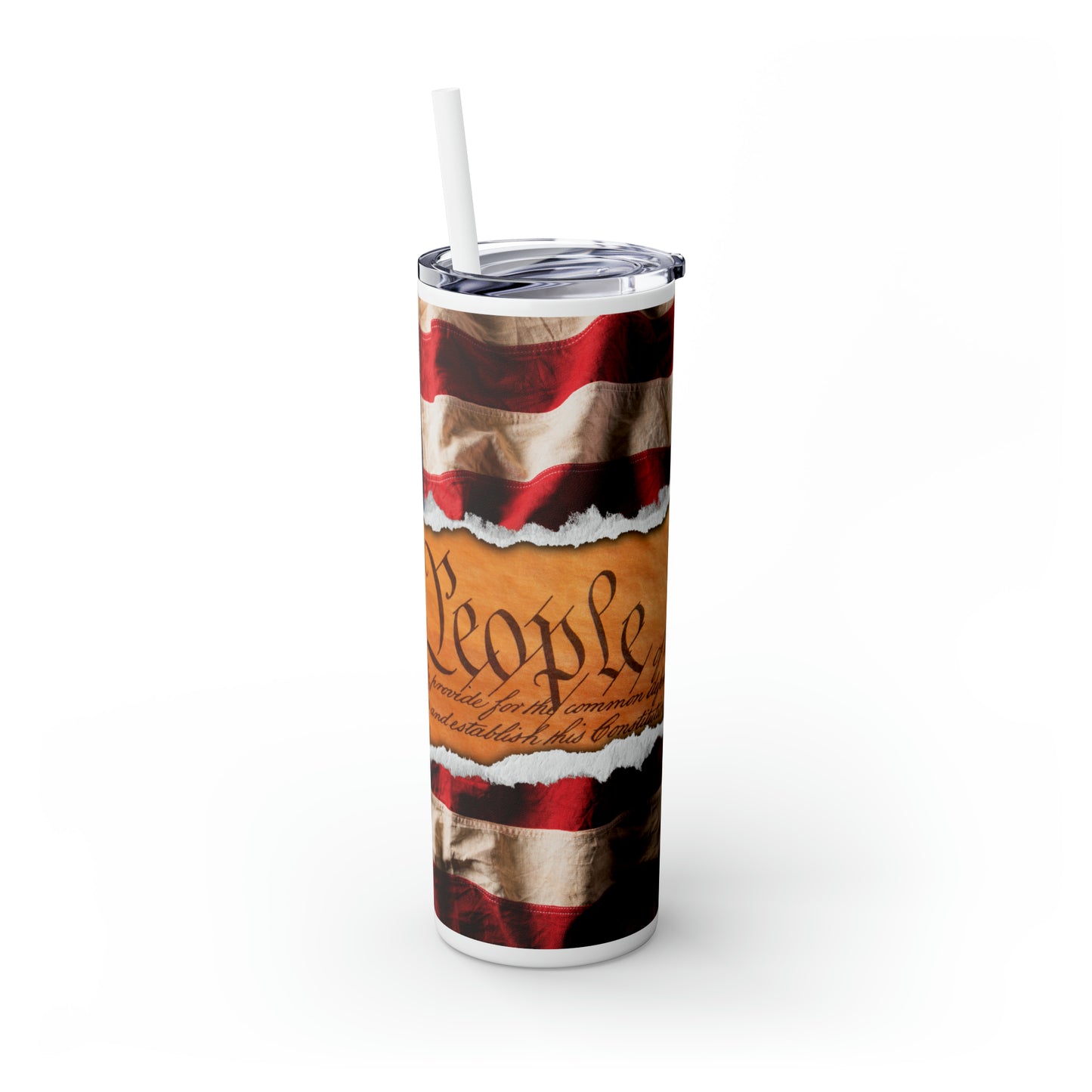 We The People American Flag Patriotic Tumbler with Straw, 20oz