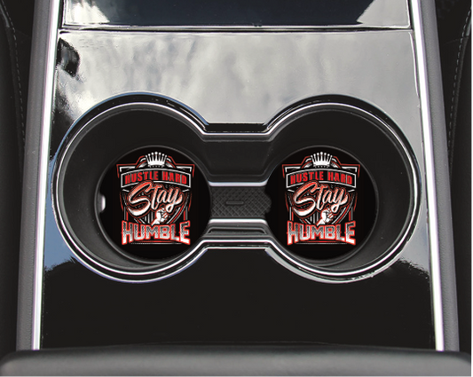 "Hustle Hard Stay Humble" Neoprene Car Coaster