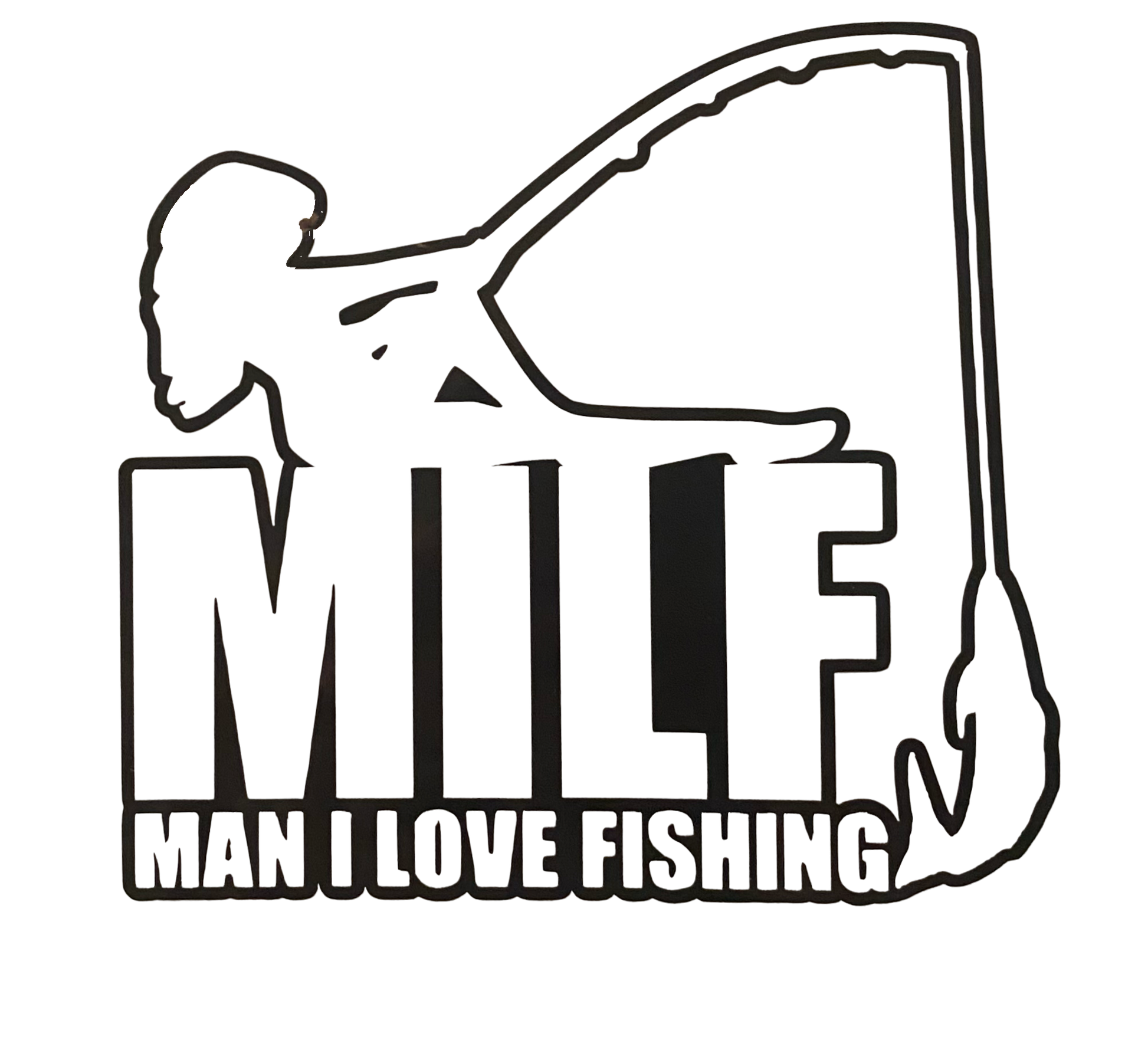 Man I Love Fishing Decal  Material: Oracal 651 permanent vinyl Color: Black & White