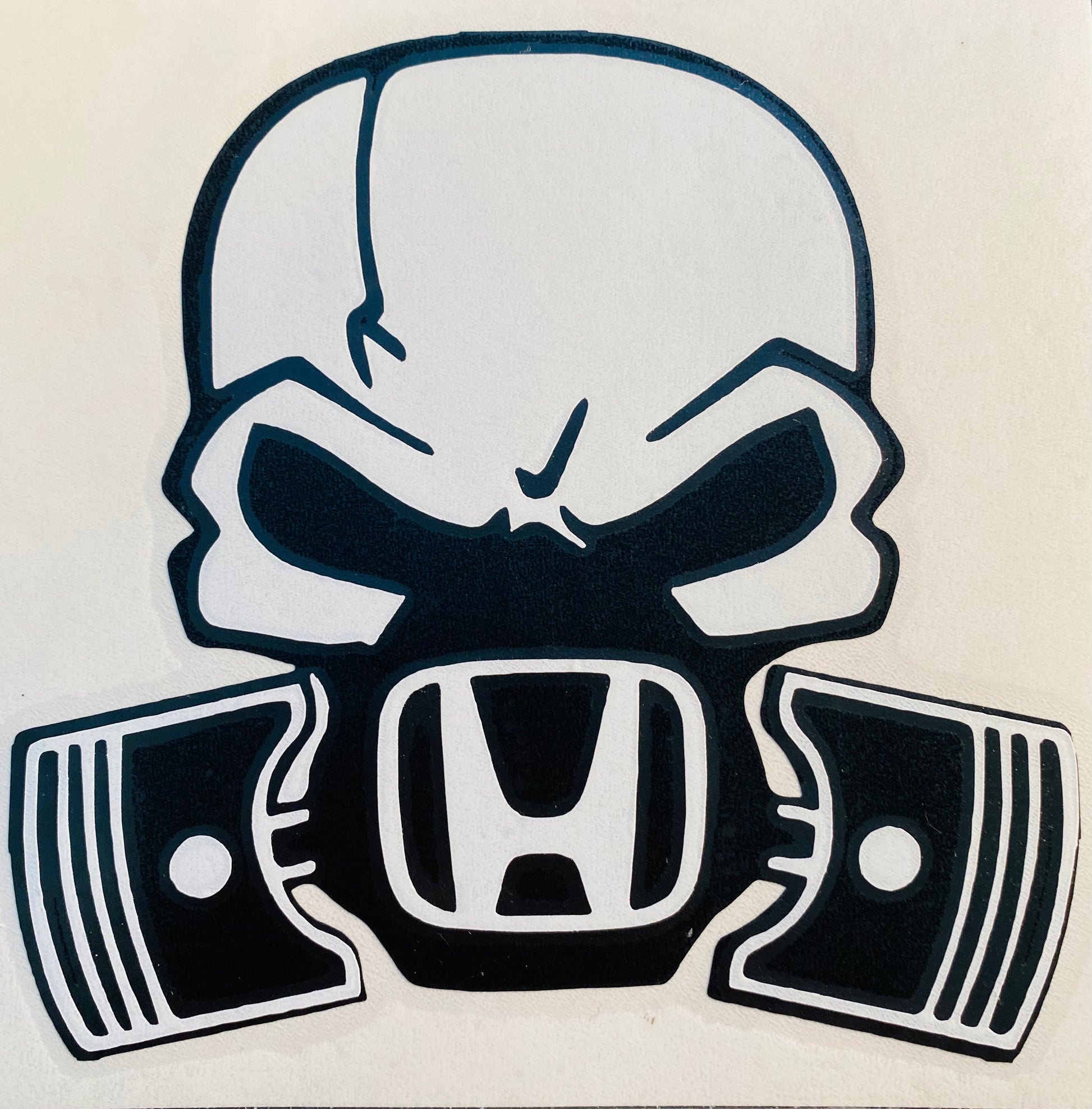 Skull with Honda Gas Mask Custom Vinyl Decal  Material: Oracle 651 permanent vinyl 
